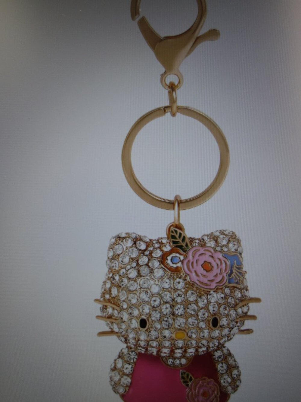 Sally Rose Hello Kitty Crystal Pavé Bag Charm Keychain Pink Dress Licensed Sanri